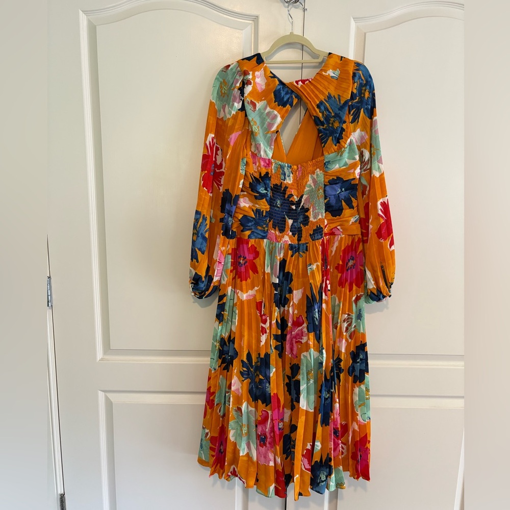 Anthropologie Orange Floral Backless Dress